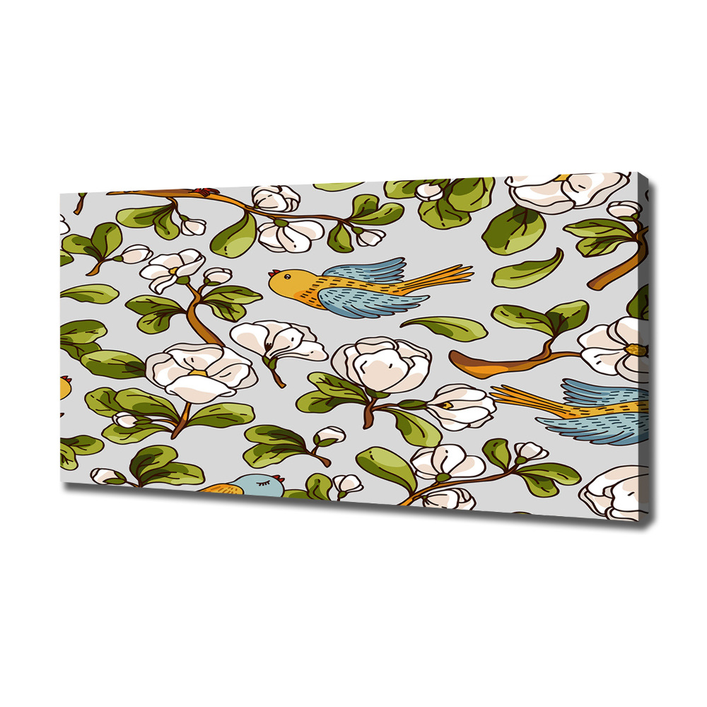 Canvas wall art Flowers and birds