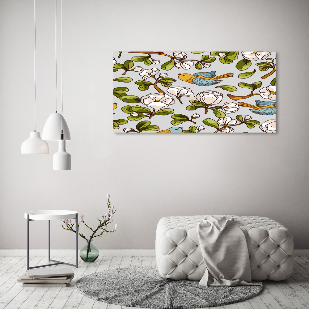 Canvas wall art Flowers and birds