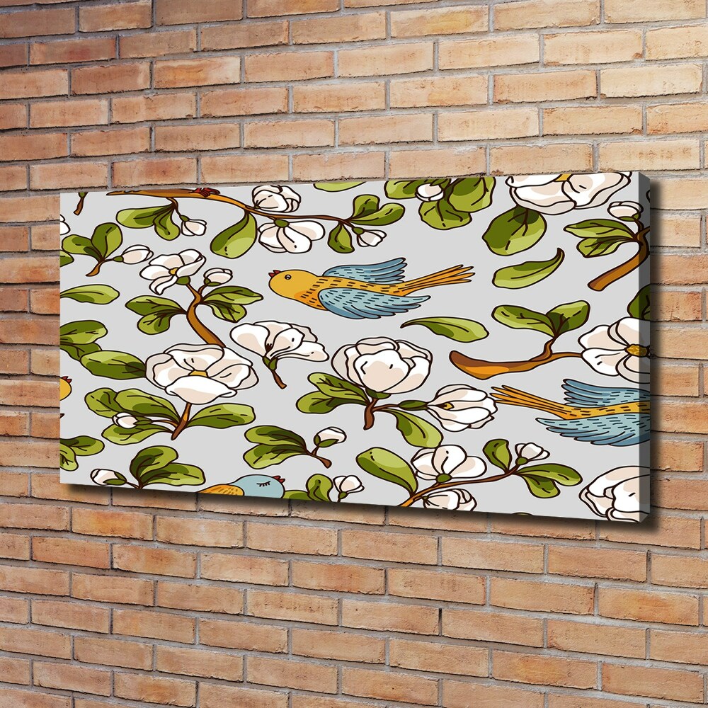 Canvas wall art Flowers and birds