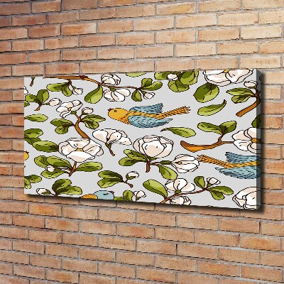 Canvas wall art Flowers and birds