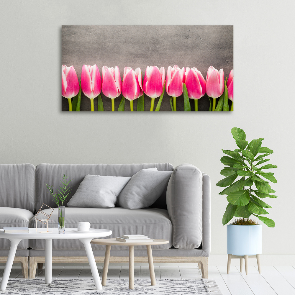 Canvas wall art Pink tulips