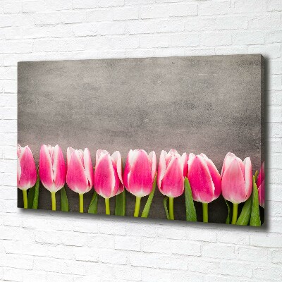 Canvas wall art Pink tulips