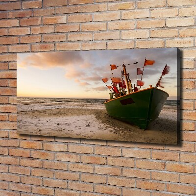 Canvas wall art Fishing boat beach