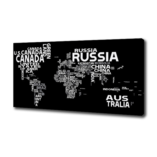 Canvas wall art World map subtitles