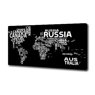 Canvas wall art World map subtitles