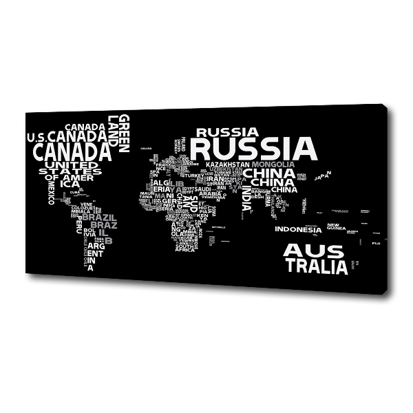 Canvas wall art World map subtitles