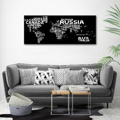 Canvas wall art World map subtitles