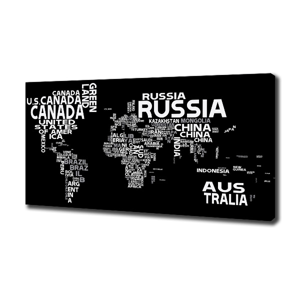 Canvas wall art World map subtitles