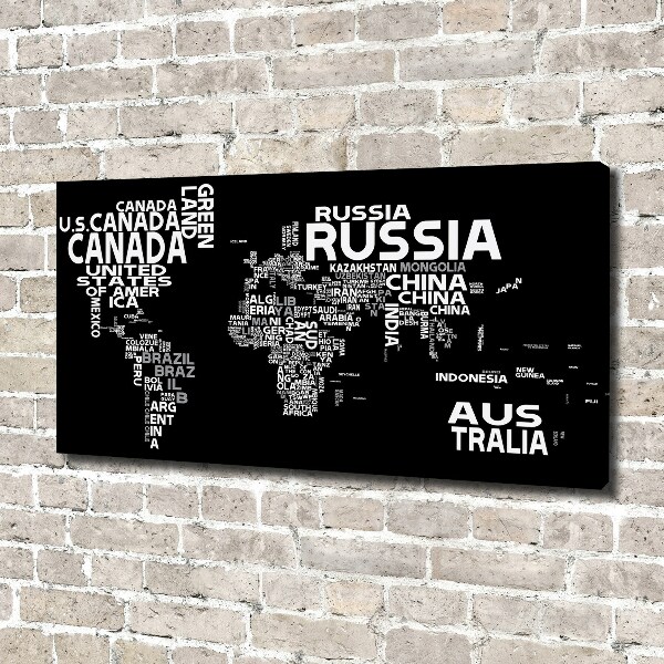 Canvas wall art World map subtitles