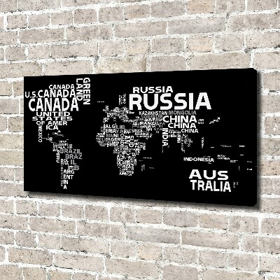 Canvas wall art World map subtitles