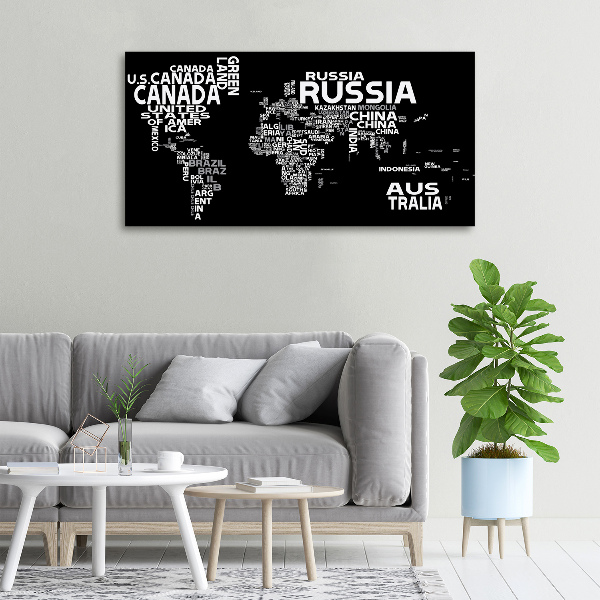 Canvas wall art World map subtitles