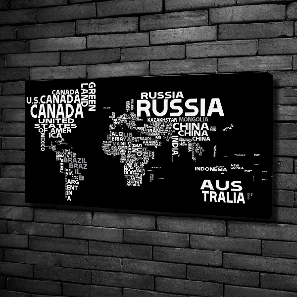 Canvas wall art World map subtitles