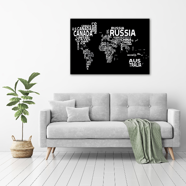 Canvas wall art World map subtitles