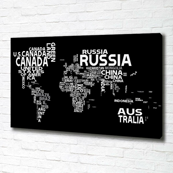 Canvas wall art World map subtitles