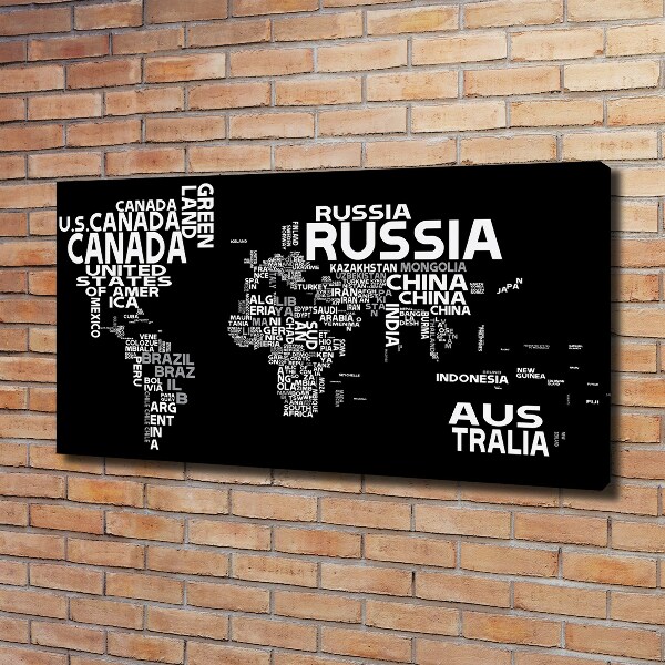 Canvas wall art World map subtitles