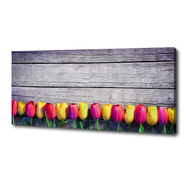 Canvas wall art Tulips on wood