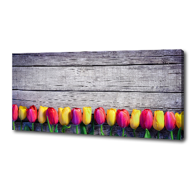 Canvas wall art Tulips on wood