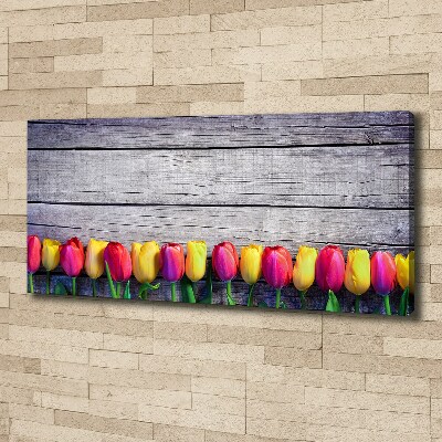 Canvas wall art Tulips on wood