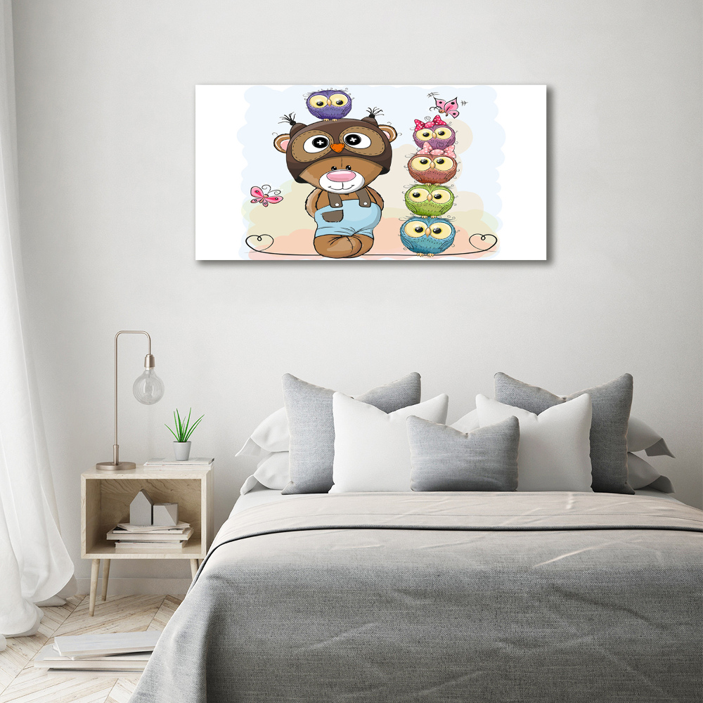 Canvas wall art Bear and owls