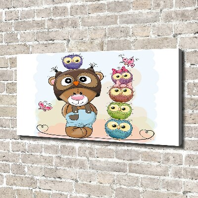 Canvas wall art Bear and owls