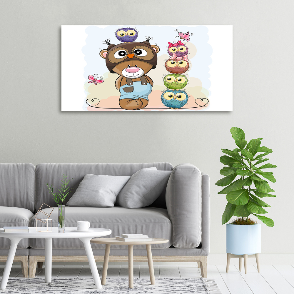 Canvas wall art Bear and owls