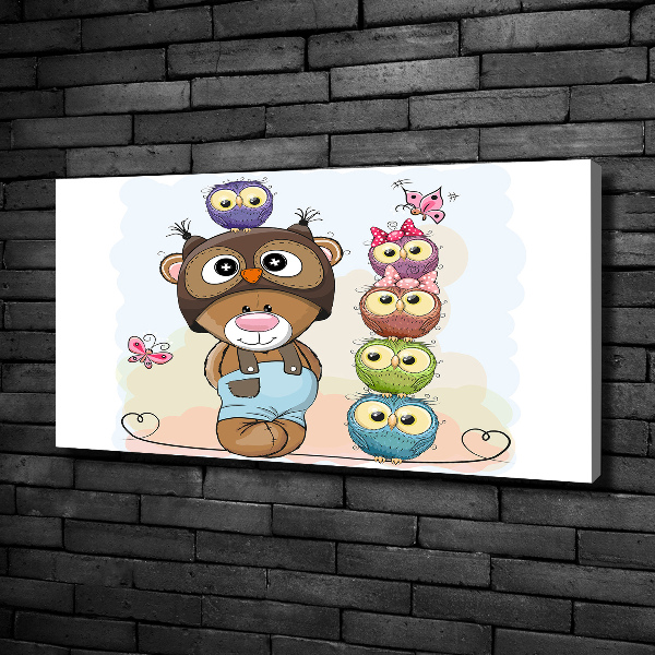 Canvas wall art Bear and owls