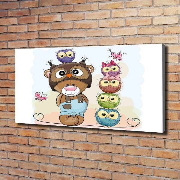 Canvas wall art Bear and owls