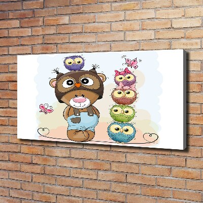 Canvas wall art Bear and owls