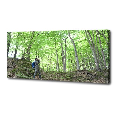 Canvas wall art Ornithologist in the forest