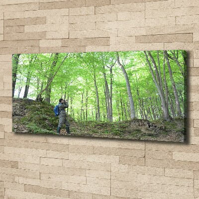 Canvas wall art Ornithologist in the forest