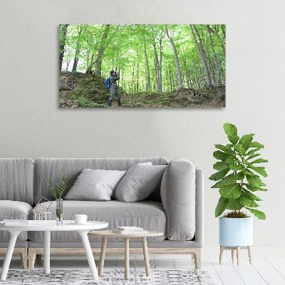 Canvas wall art Ornithologist in the forest