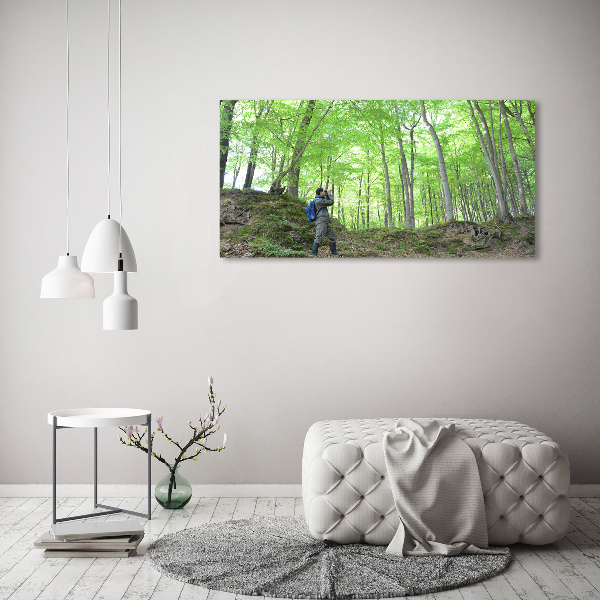 Canvas wall art Ornithologist in the forest