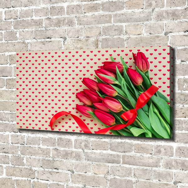 Canvas wall art Heart tulips