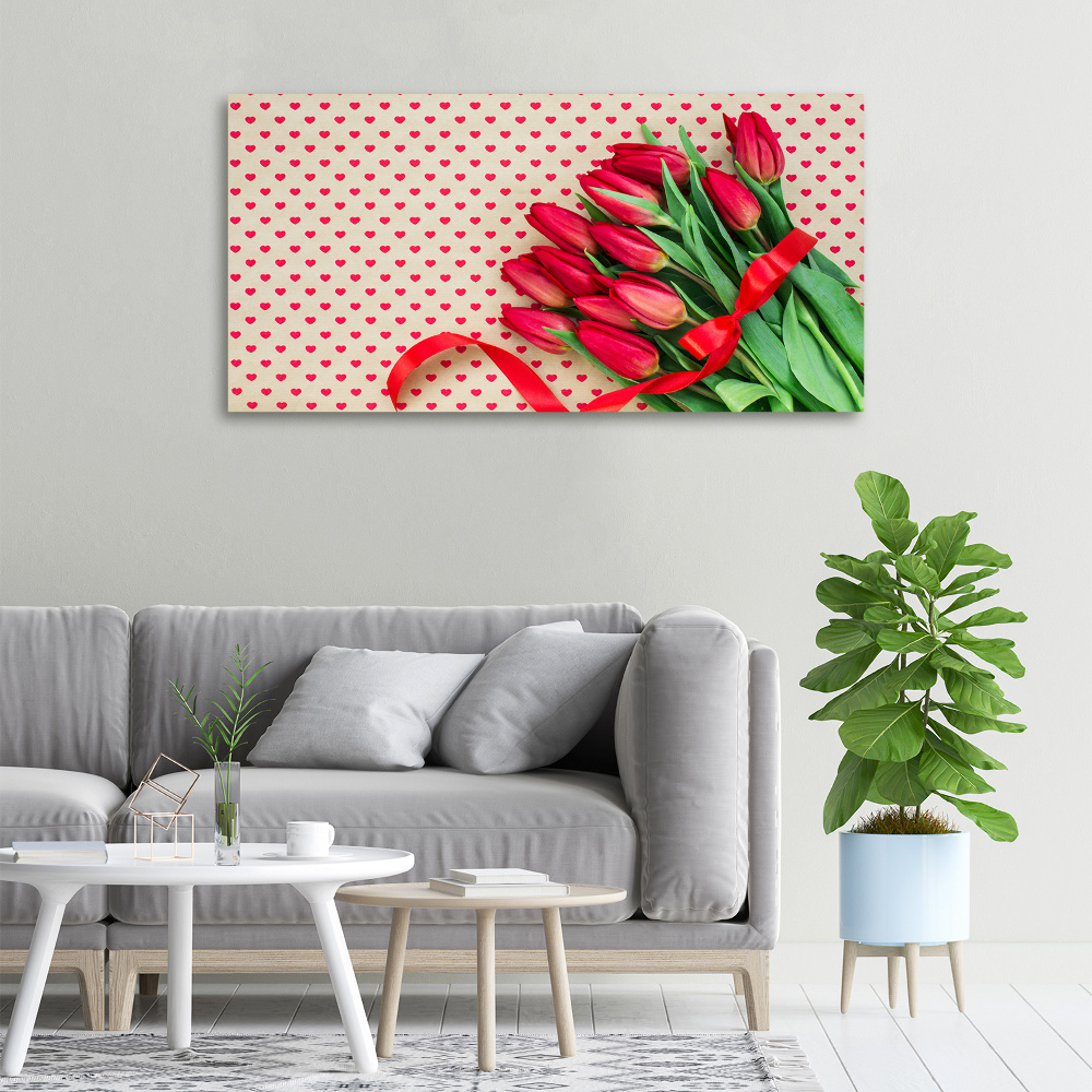 Canvas wall art Heart tulips