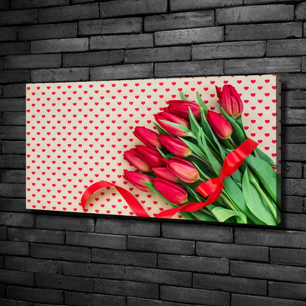 Canvas wall art Heart tulips