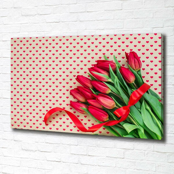 Canvas wall art Heart tulips