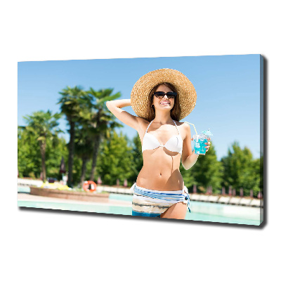 Canvas wall art A woman over the pool