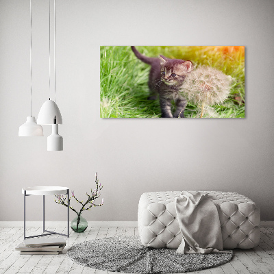 Wall art canvas large Kitty with dandelion