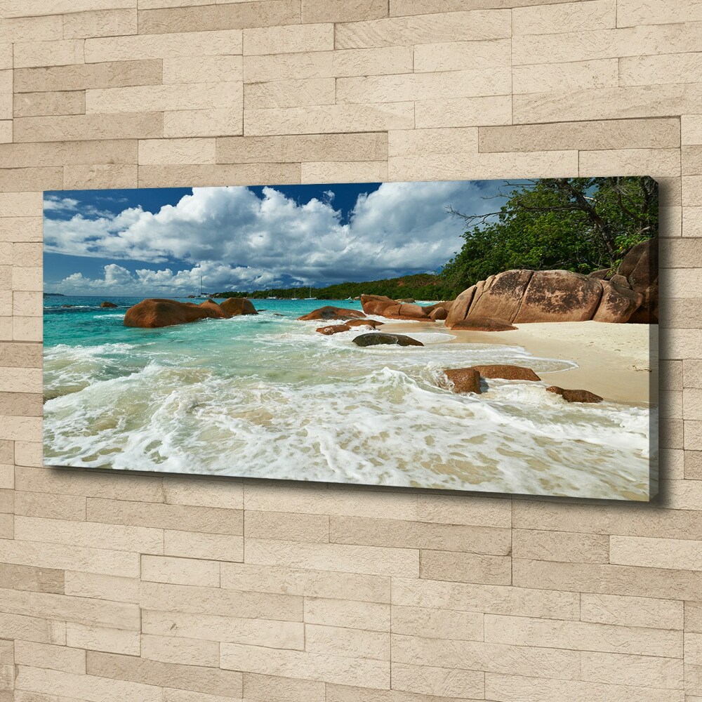 Canvas wall art Seychelles beach