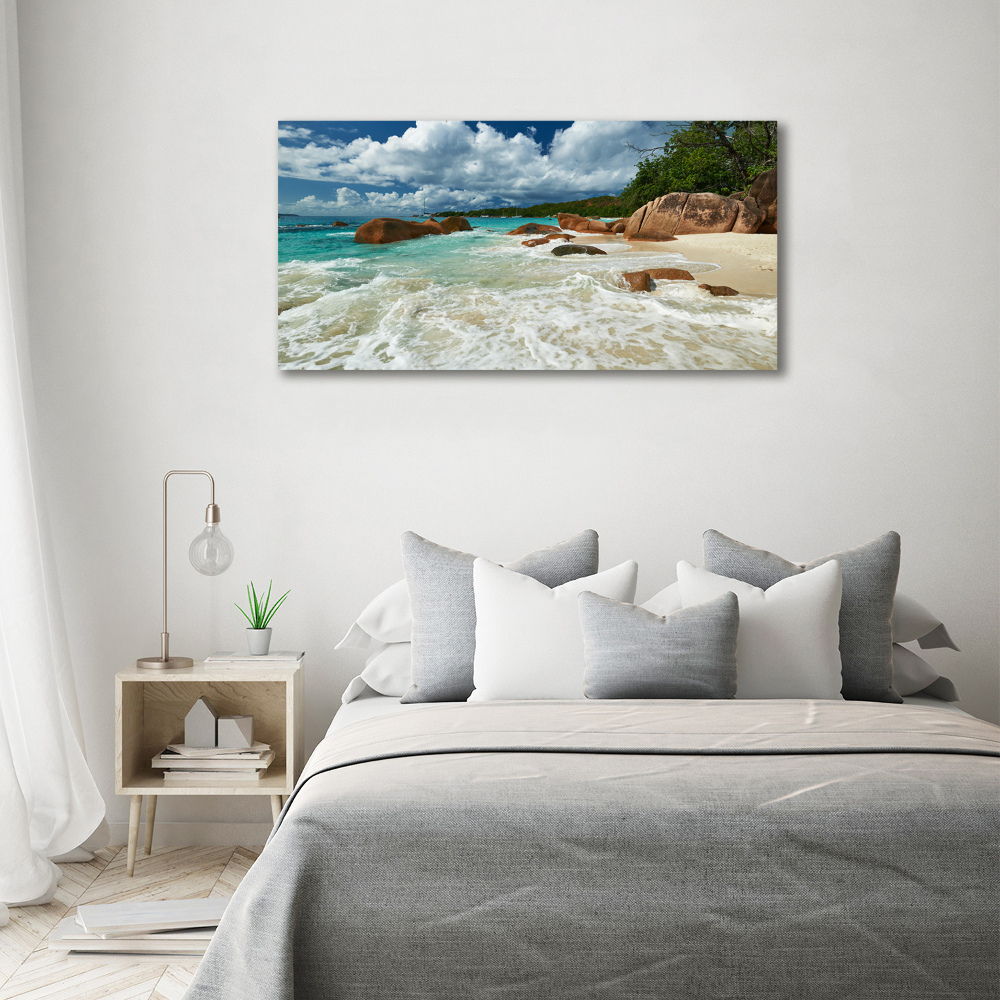 Canvas wall art Seychelles beach