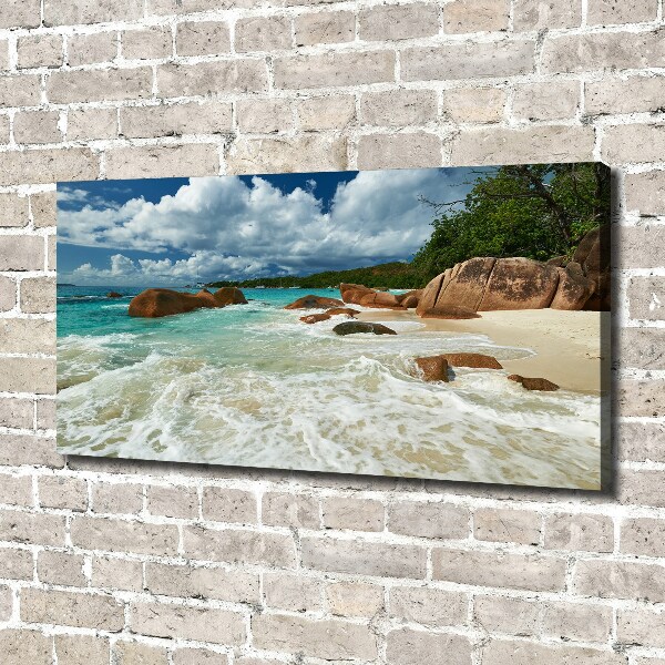 Canvas wall art Seychelles beach