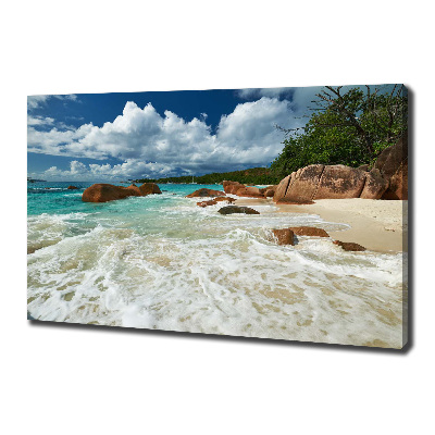 Canvas wall art Seychelles beach