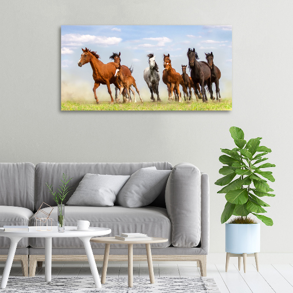 Large canvas wall art Horses at gallop