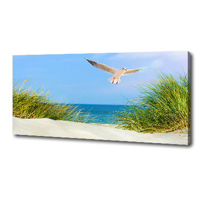 Canvas wall art Seagull on the beach