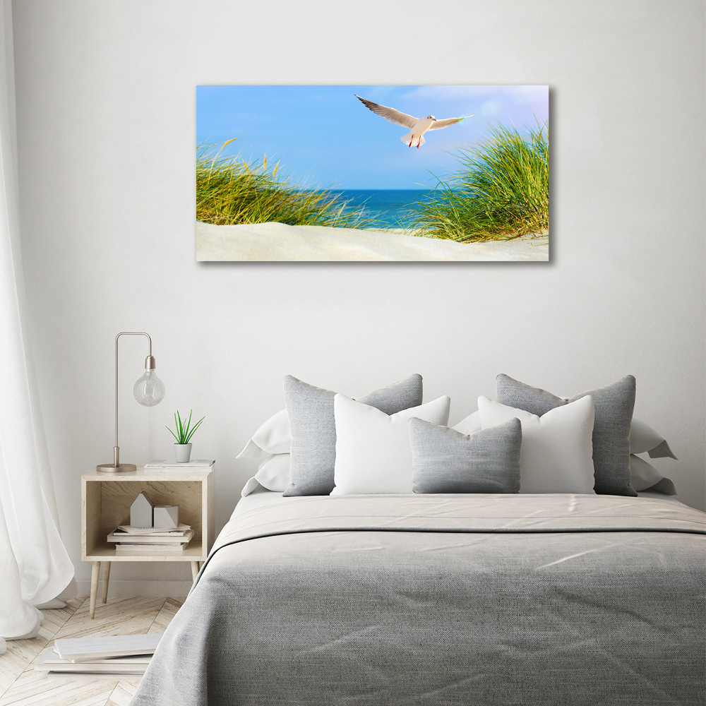 Canvas wall art Seagull on the beach