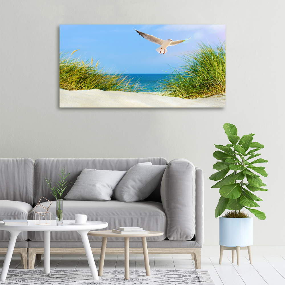 Canvas wall art Seagull on the beach