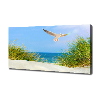 Canvas wall art Seagull on the beach