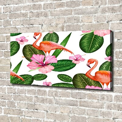 Canvas wall art Flamingos and plants