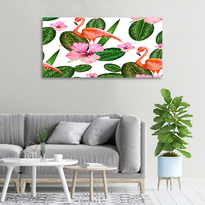 Canvas wall art Flamingos and plants