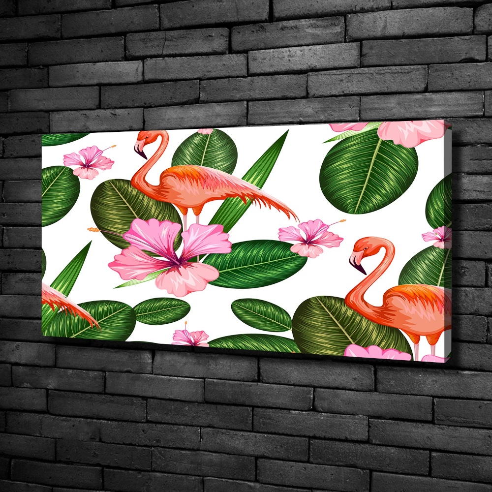 Canvas wall art Flamingos and plants